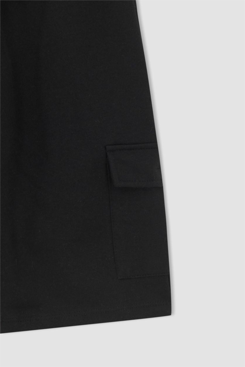 BOYS & TEENS Black Boy Regular Fit Elasticated Waist Cargo Pocket Culottes
