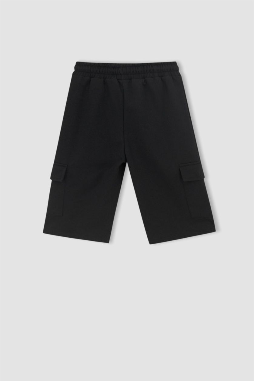 BOYS & TEENS Black Boy Regular Fit Elasticated Waist Cargo Pocket Culottes