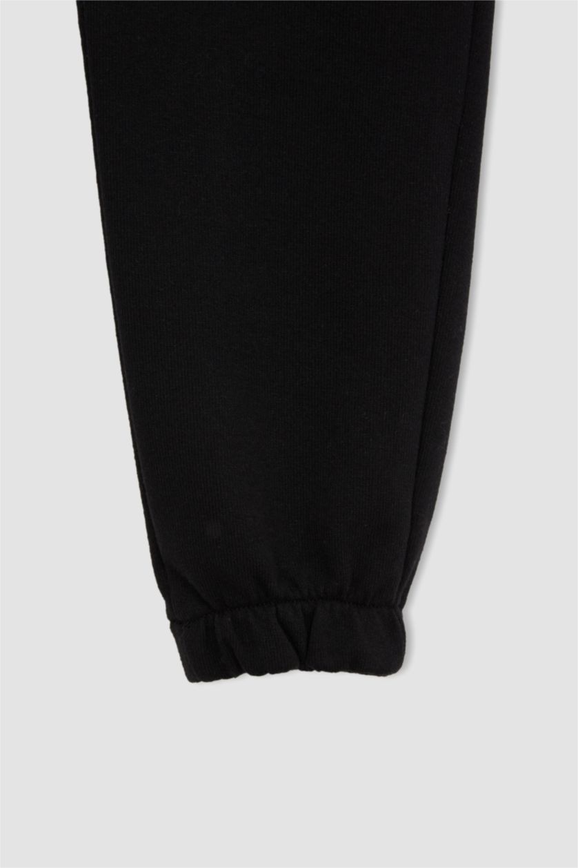 FILLES Noir Bas de survêtement Jogger tissé avec étiquette pour fille