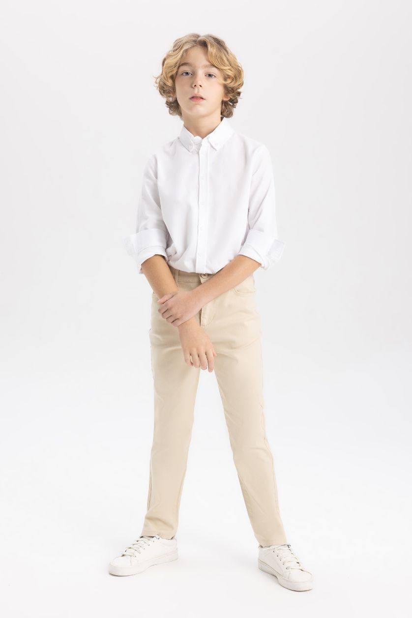 Boys & Teens Light Beige Boy Regular Fit Gabardine Trousers
