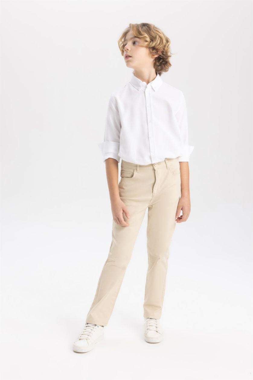 Boys & Teens Light Beige Boy Regular Fit Gabardine Trousers