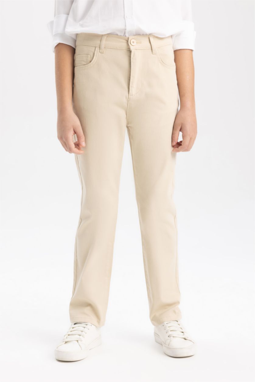 BOYS & TEENS Light Beige بنطلون جبردين قصة عادية