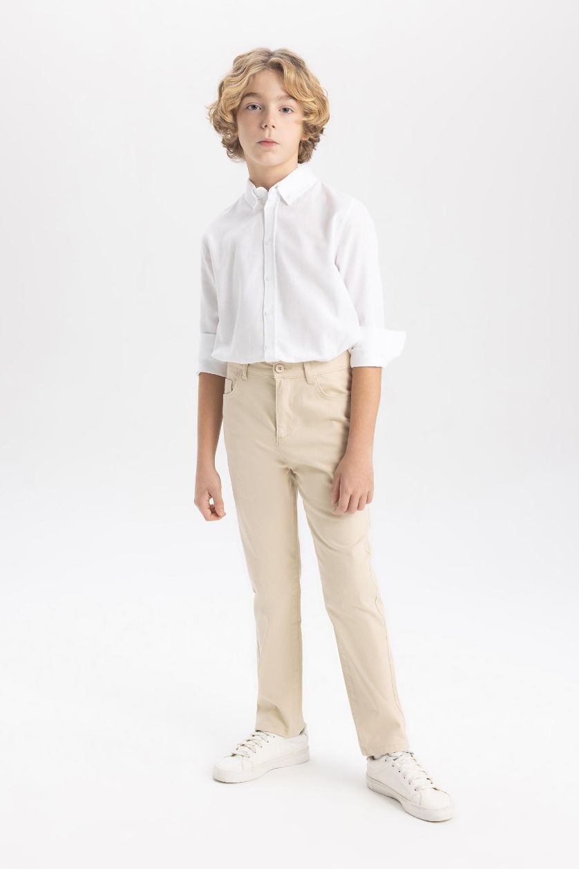 Boys & Teens Light Beige Boy Regular Fit Gabardine Trousers