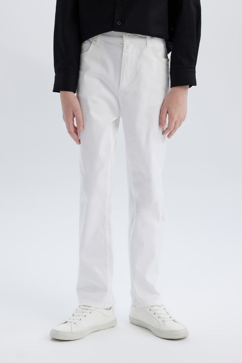 GARÇONS Blanc Pantalon Basique en Gabardine à coupe droite pour Garçons
