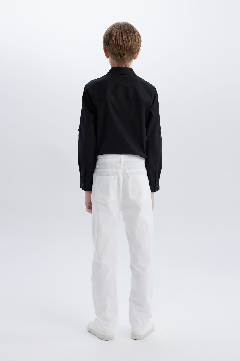 GARÇONS Blanc Pantalon Basique en Gabardine à coupe droite pour Garçons