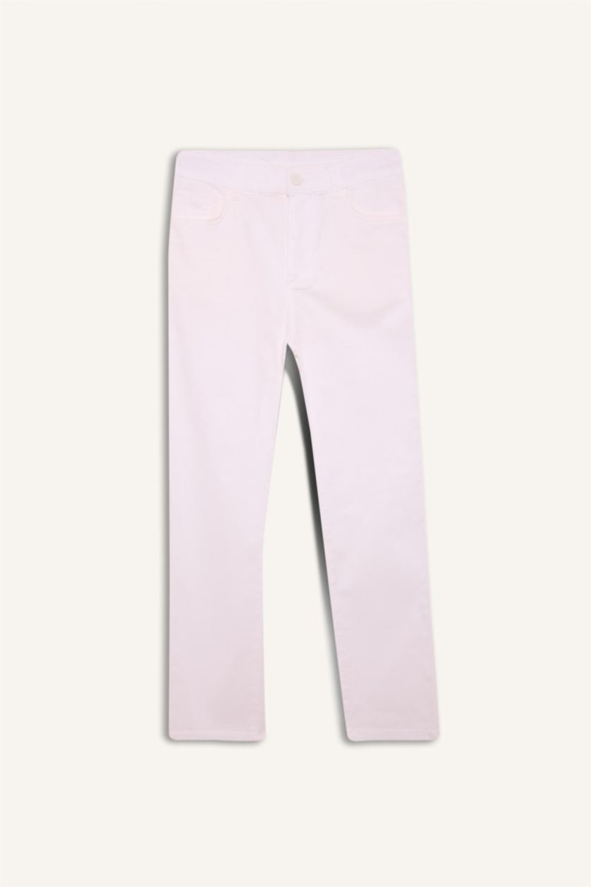 BOYS & TEENS White Boy Regular Fit Straight Leg White Gabardine Trousers