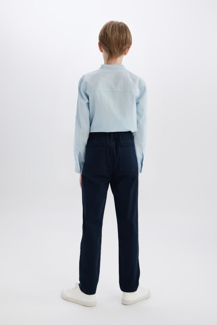 Erkek Çocuk - Genç Erkek Lacivert Düz Paça Basic Düz Gabardin Pantolon Erkek Çocuk