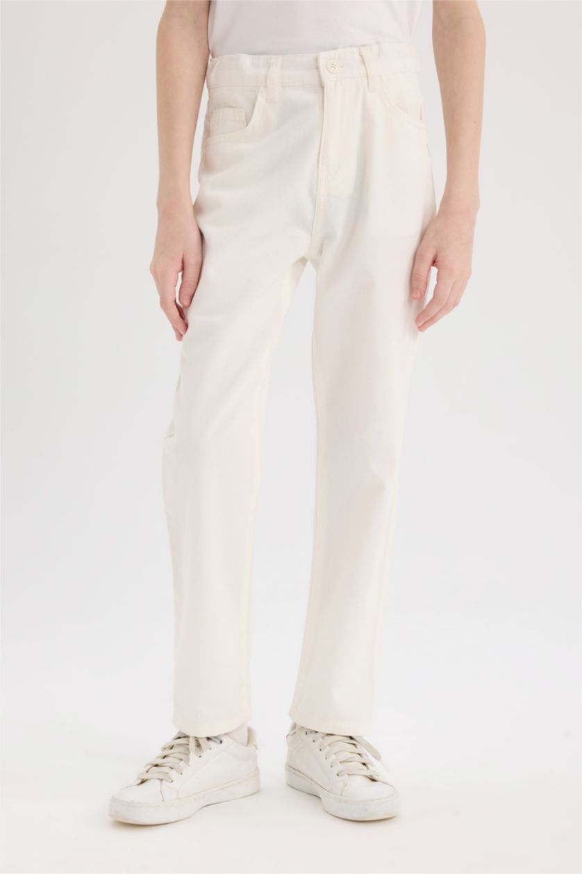 BOYS & TEENS White Boy Regular Fit Straight Leg Gabardine Trousers
