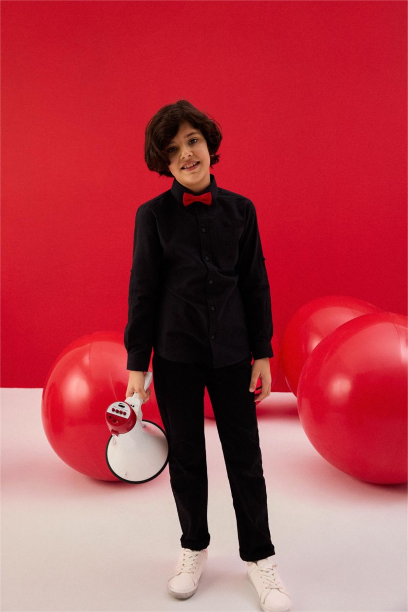 BOYS & TEENS Black Boy Straight Leg Basic Gabardine Trousers