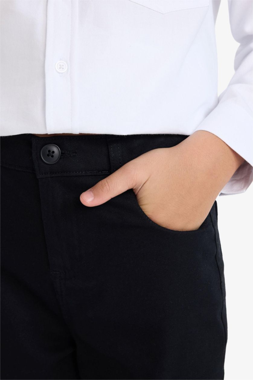 BOYS & TEENS Black Boy Straight Leg Basic Gabardine Trousers