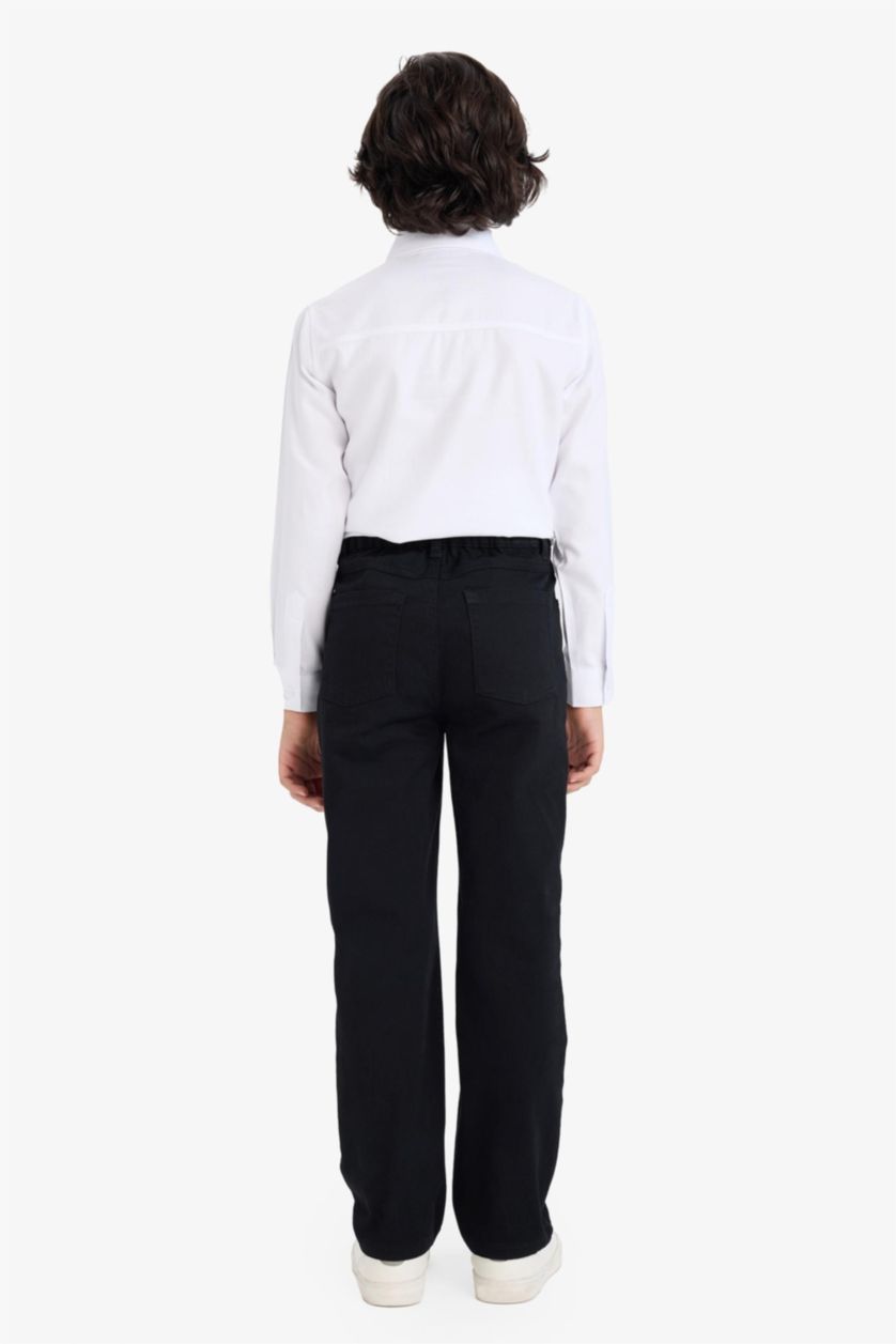 BOYS & TEENS Black Boy Straight Leg Basic Gabardine Trousers