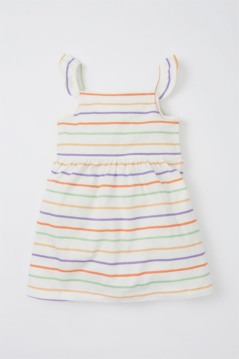 BÉBÉ FILLE Beige Robe en coton peigné à col rond et à motif de cœur pour bébé fille