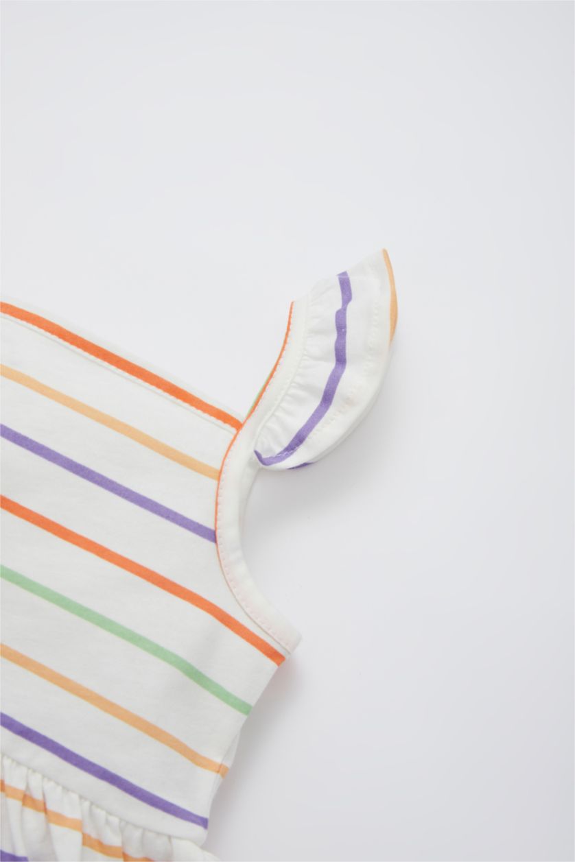 BÉBÉ FILLE Beige Robe en coton peigné à col rond et à motif de cœur pour bébé fille