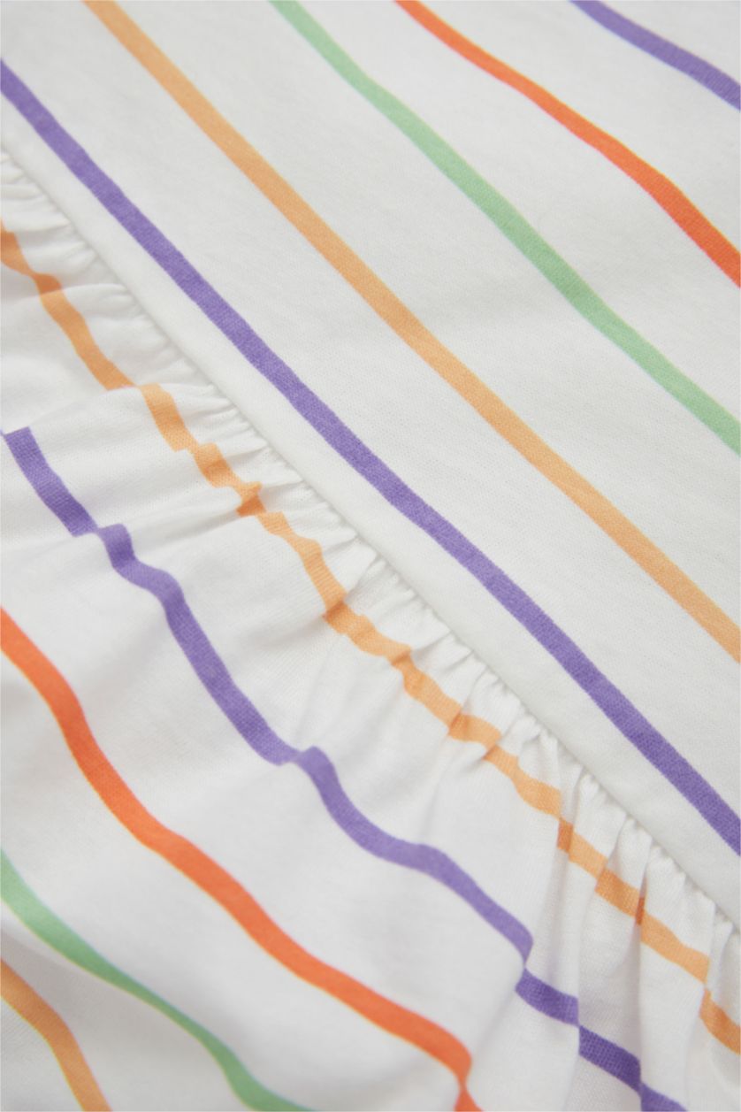 BÉBÉ FILLE Beige Robe en coton peigné à col rond et à motif de cœur pour bébé fille