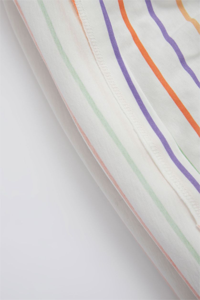 BÉBÉ FILLE Beige Robe en coton peigné à col rond et à motif de cœur pour bébé fille