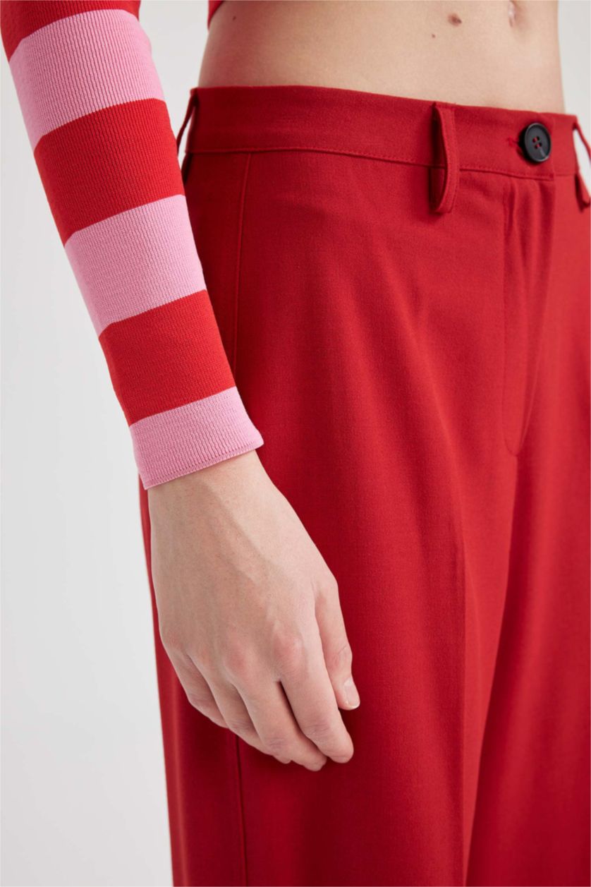 FEMME Rouge Pantalon Large À Taille Normale