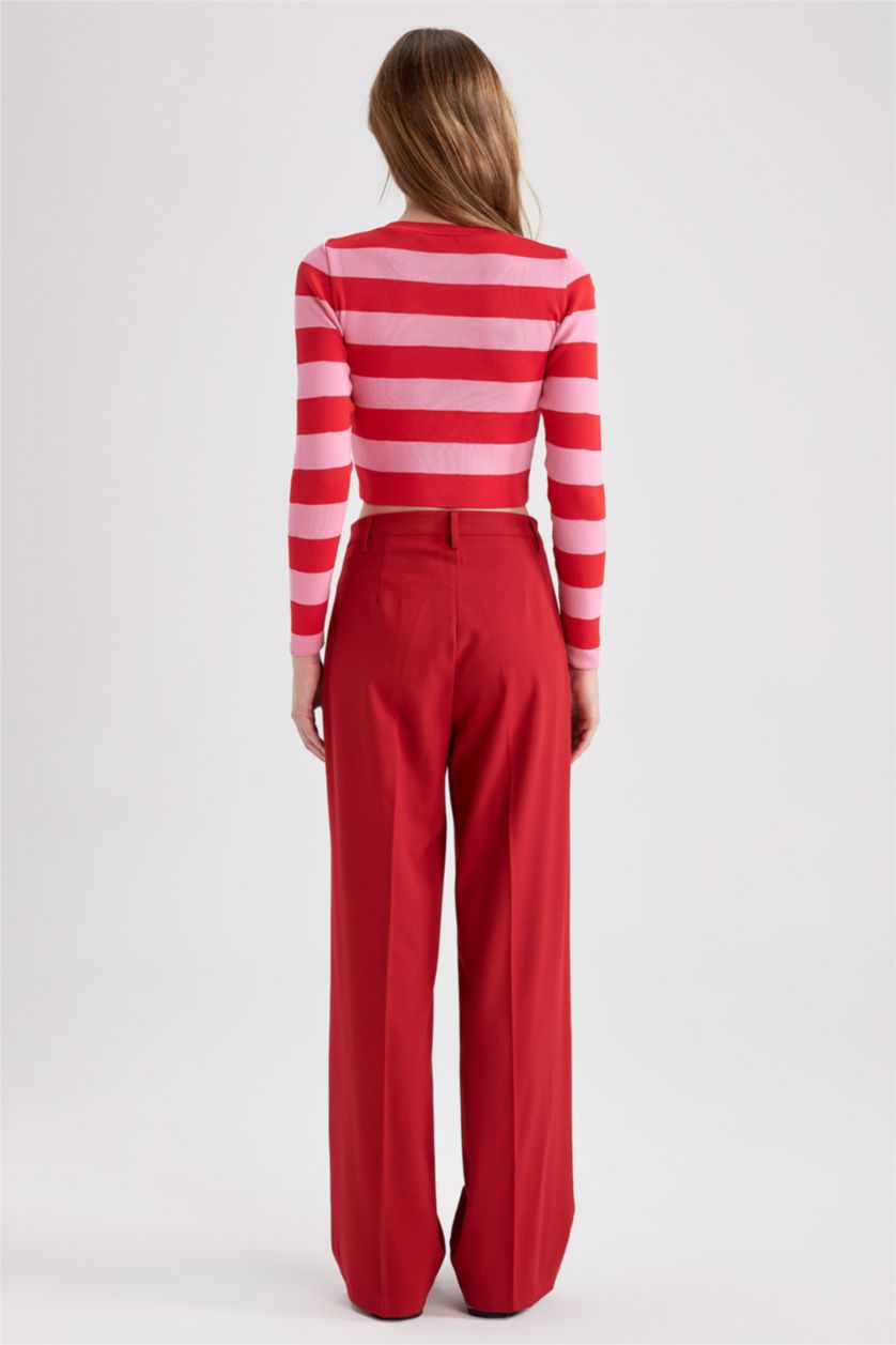 FEMME Rouge Pantalon Large À Taille Normale