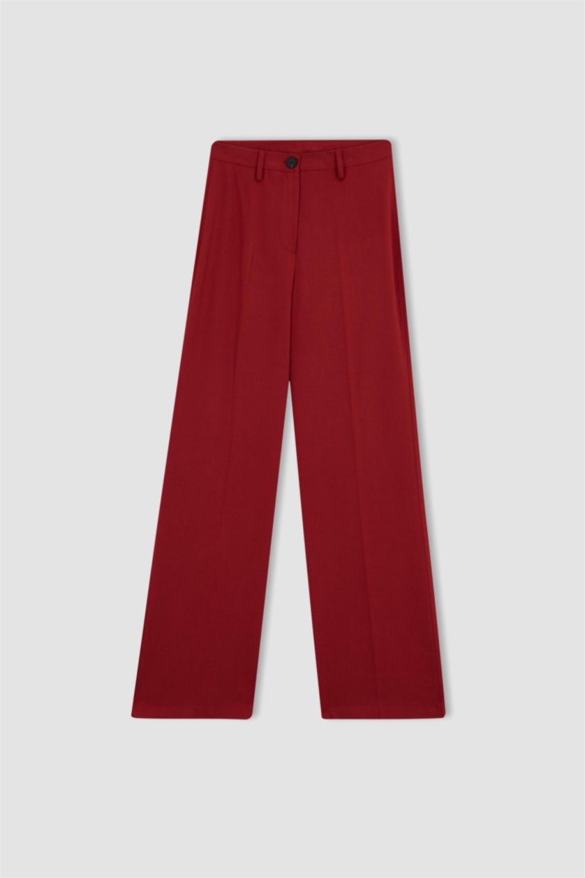 FEMME Rouge Pantalon Large À Taille Normale