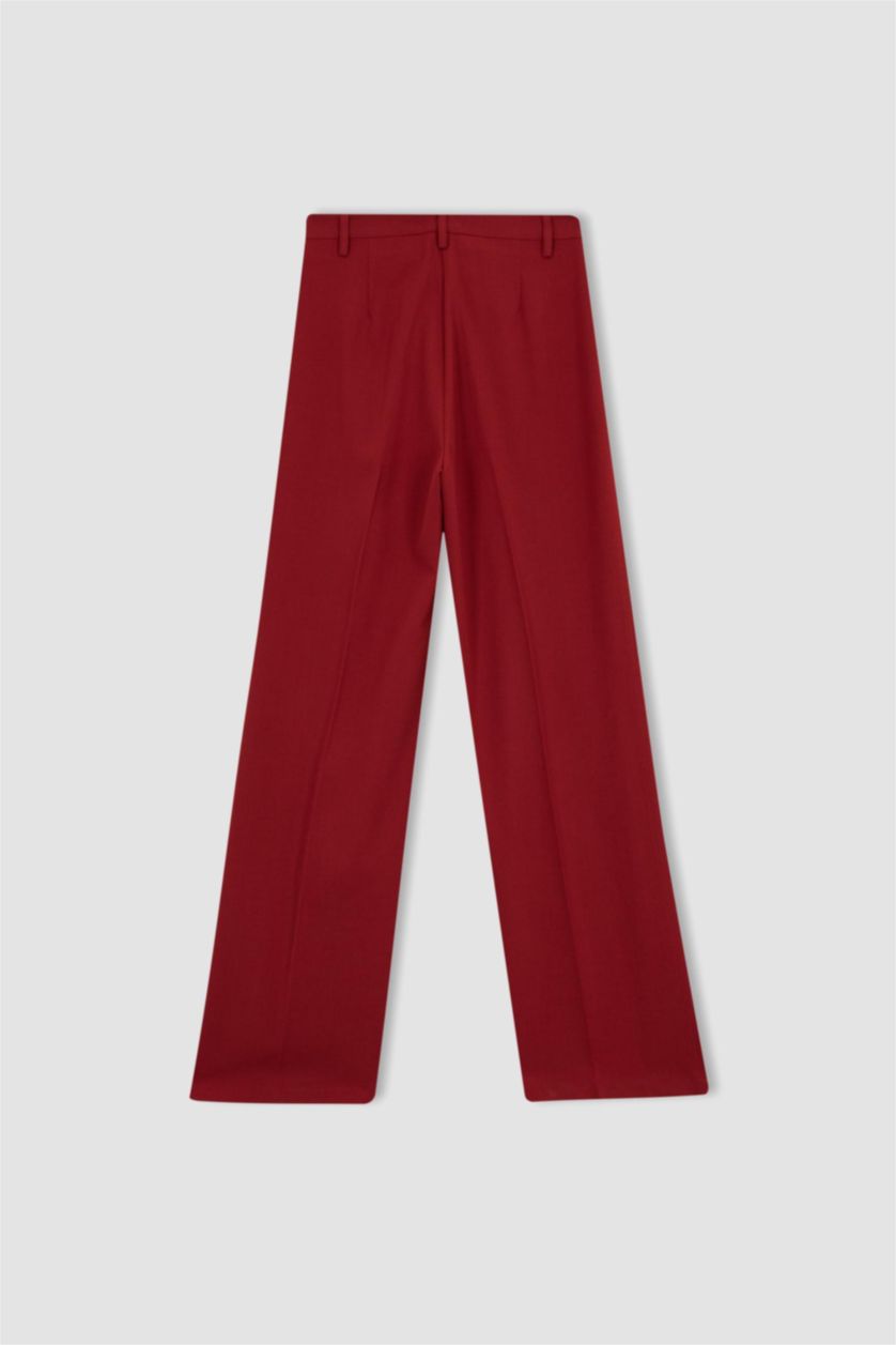 FEMME Rouge Pantalon Large À Taille Normale