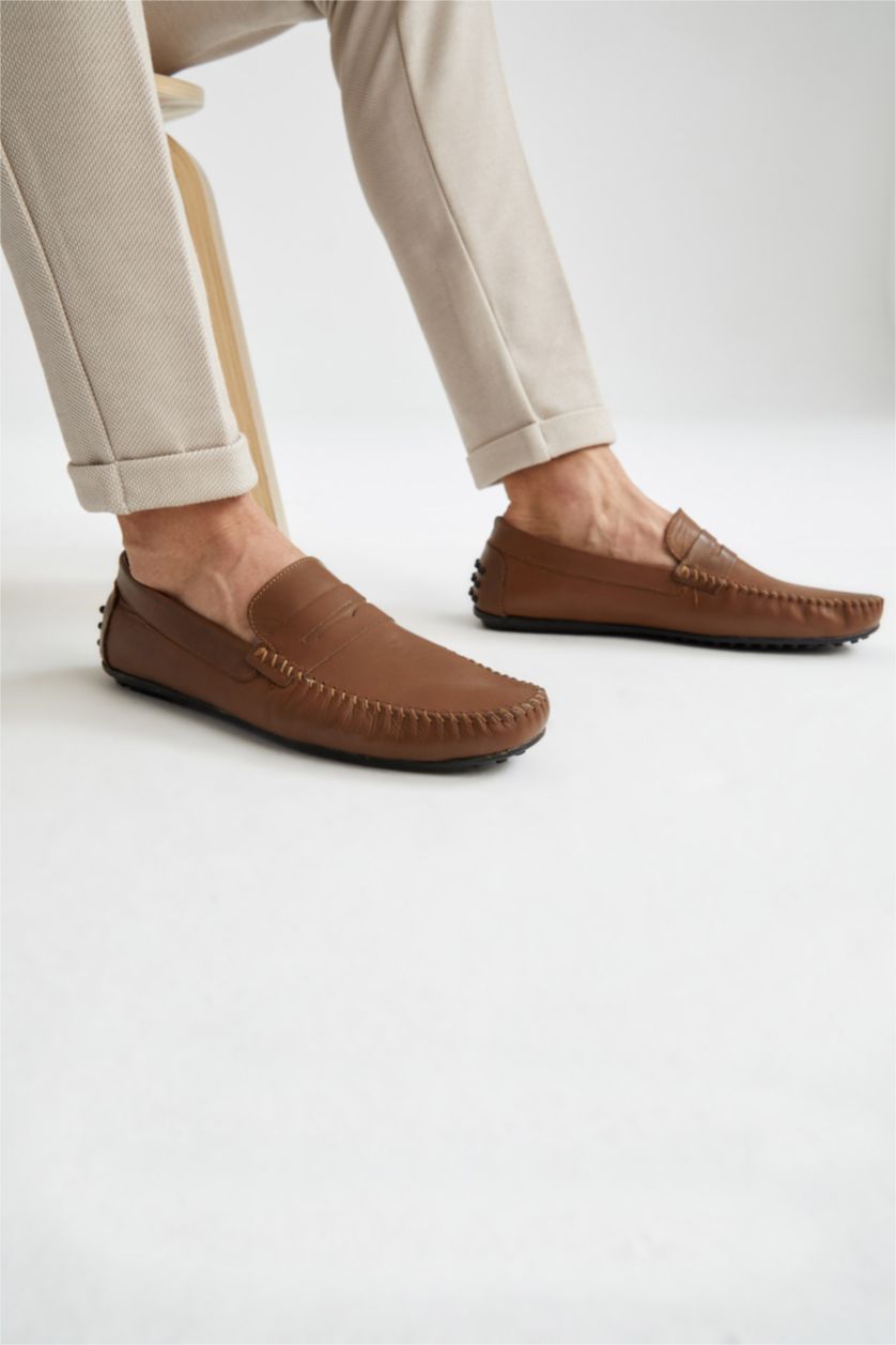 Erkek Kahve Erkek Deri Loafer Ayakkabı