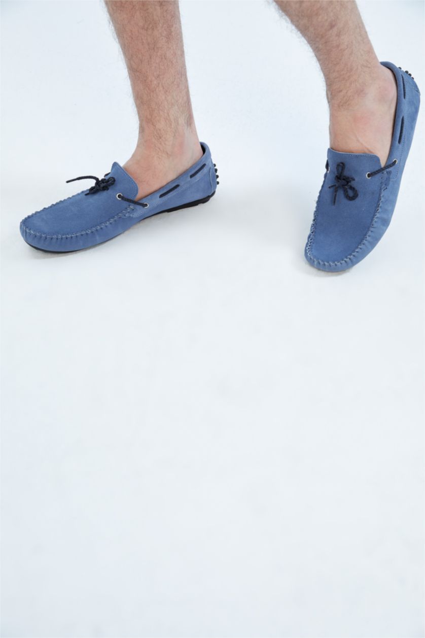 Мужчины Светло-синий Классическая обувь на плоской подошве из кожи для мужчин