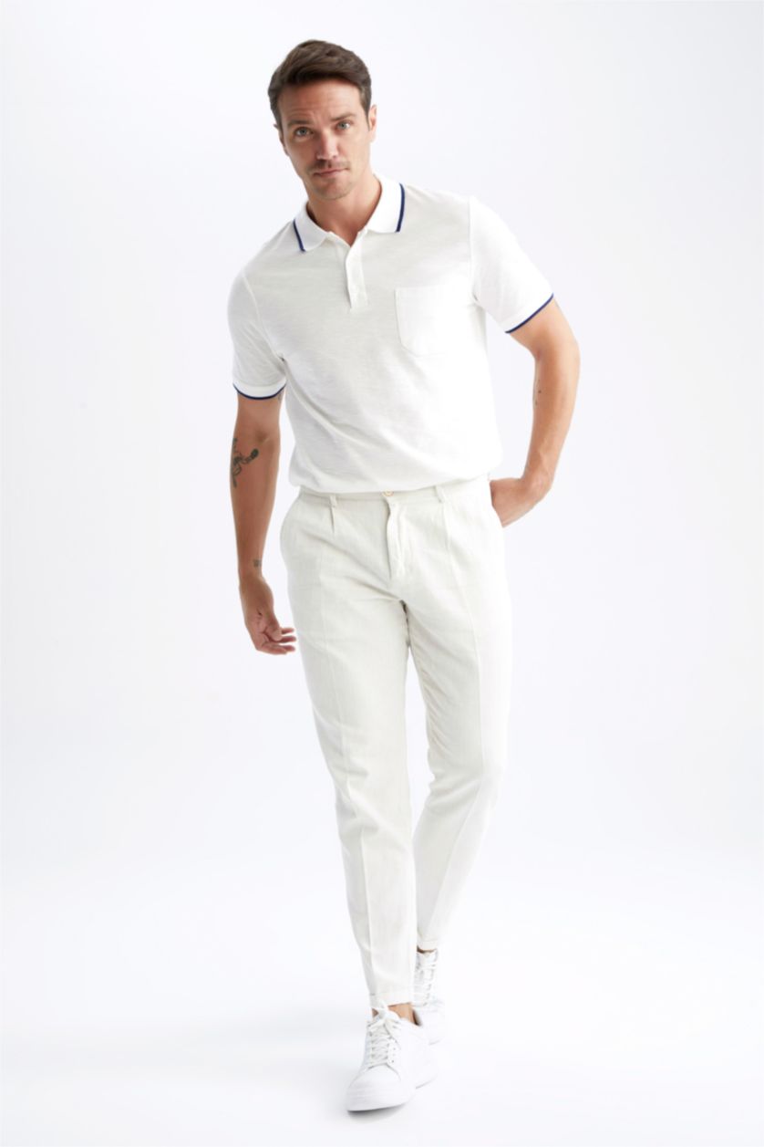 Man White Crop Trousers