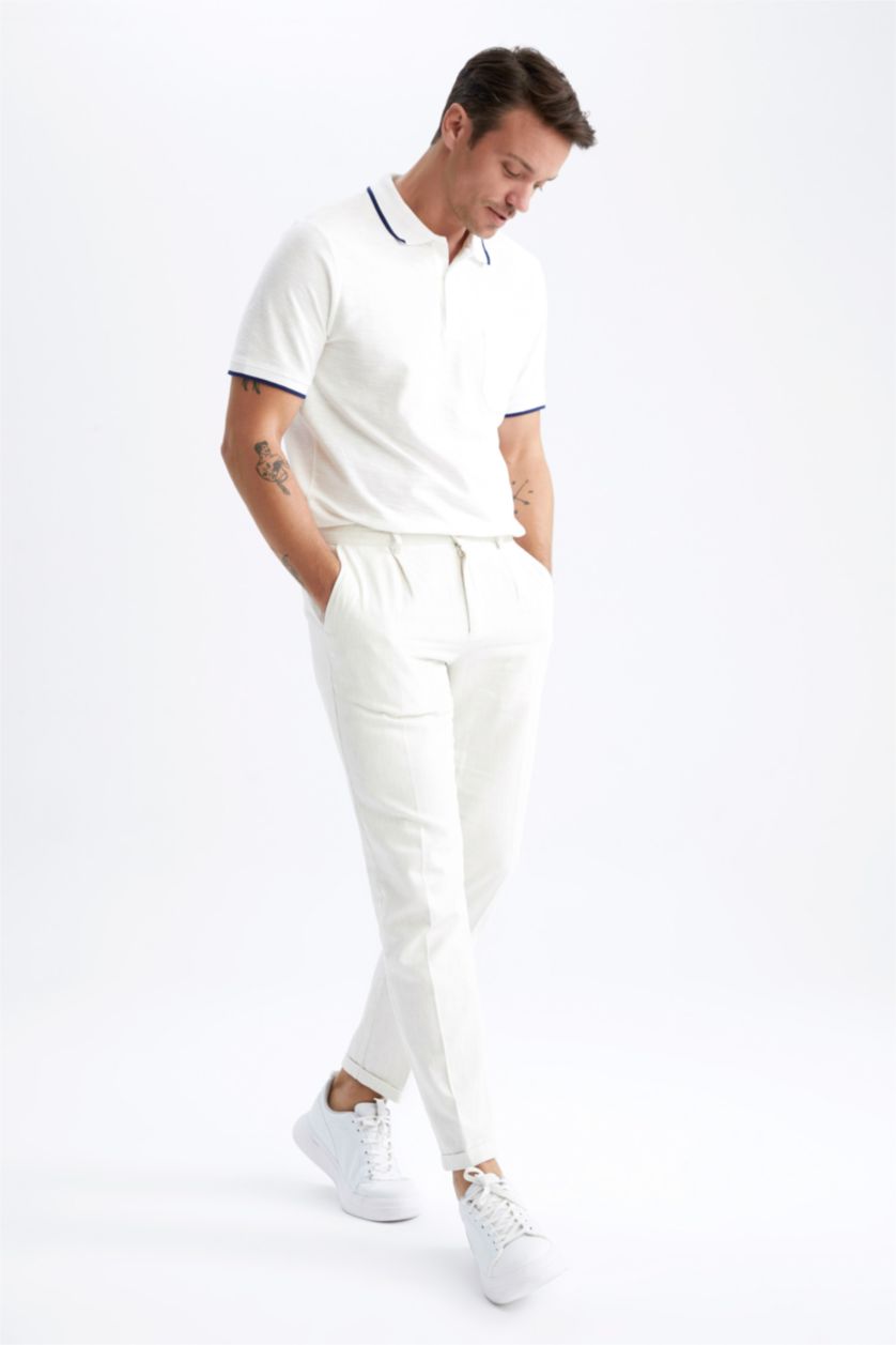 Man White Crop Trousers