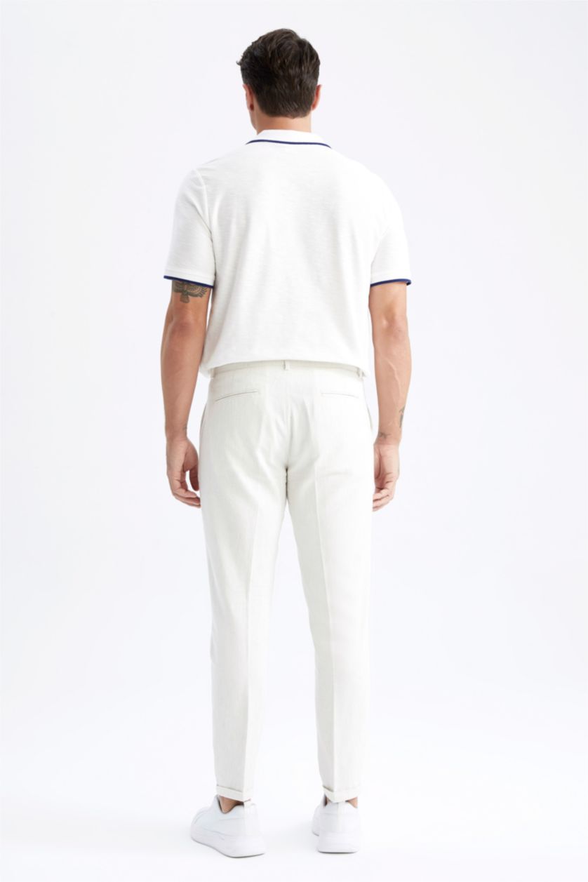 Man White Crop Trousers