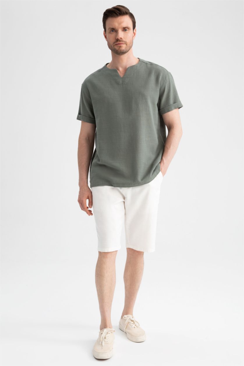 رجالي اوف وايت شورت برمودا قطن قصة عادية