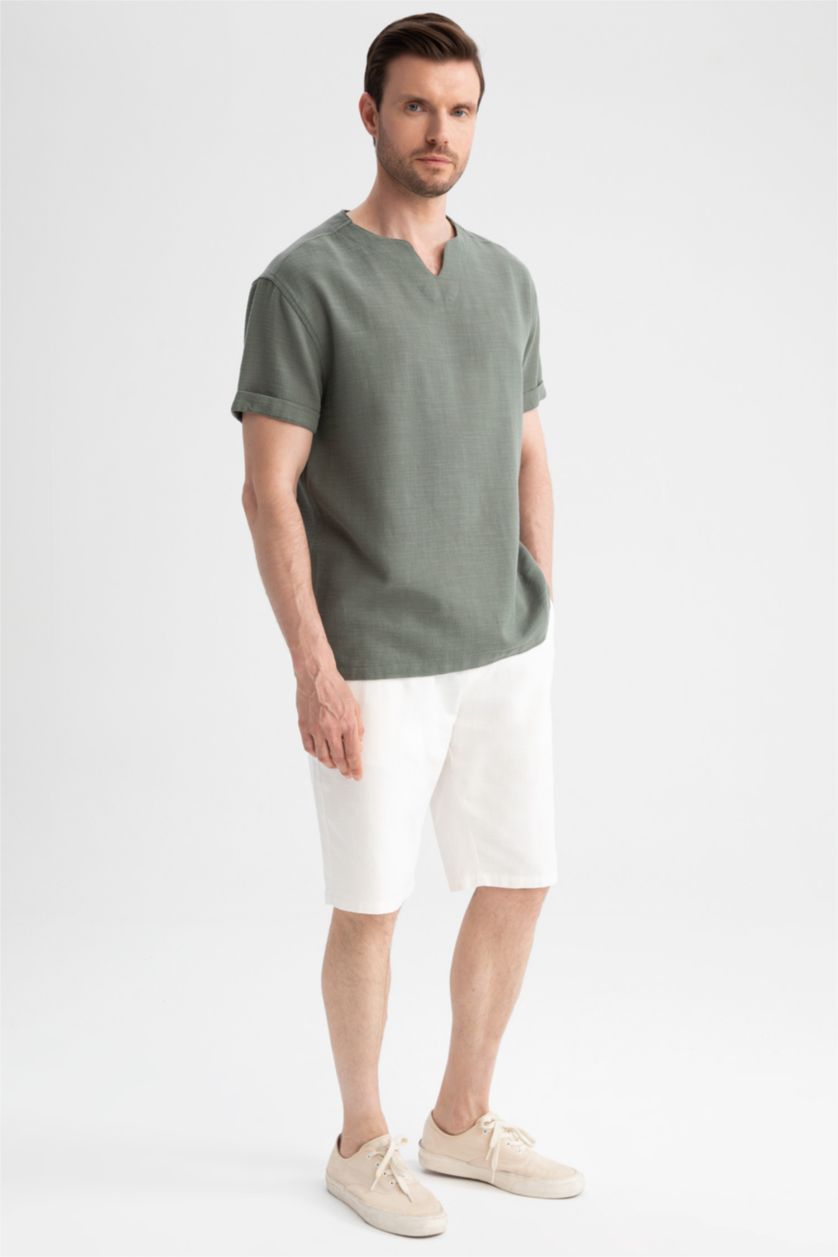 رجالي اوف وايت شورت برمودا قطن قصة عادية