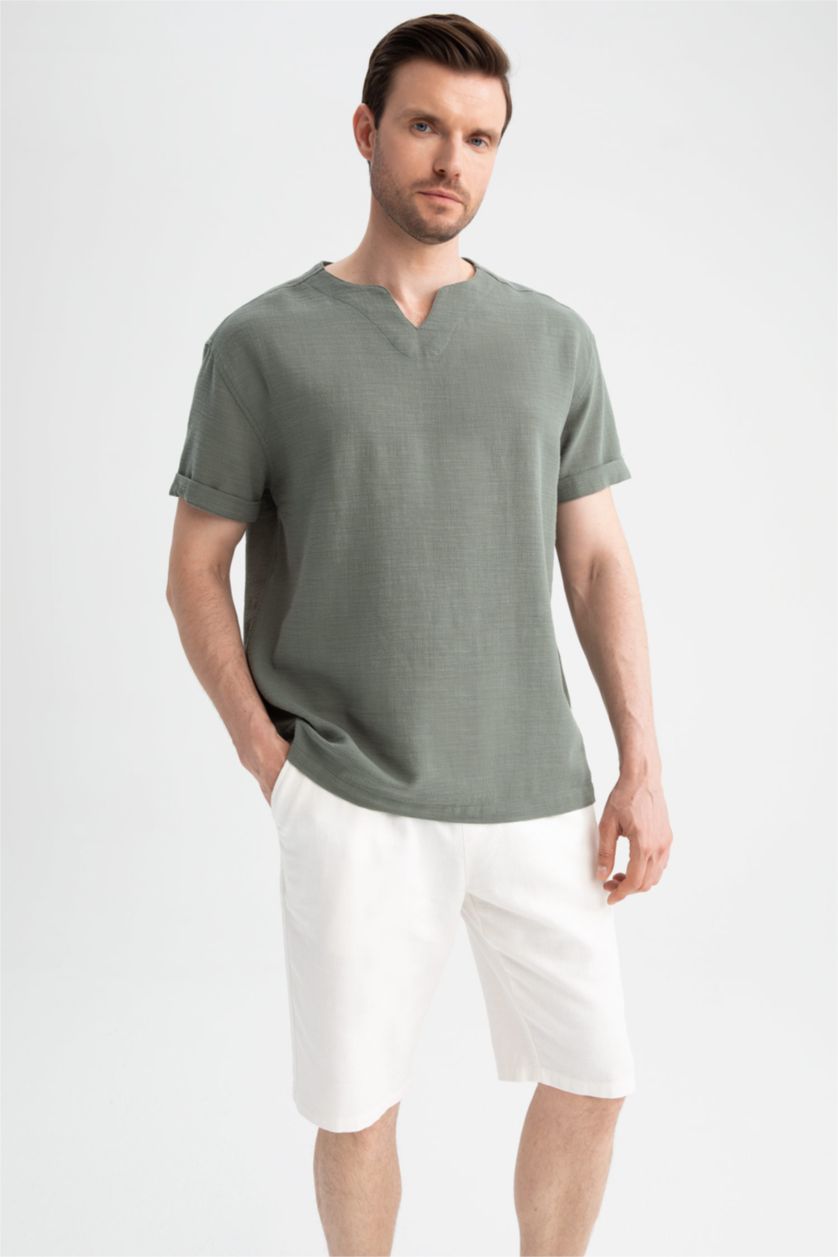 رجالي اوف وايت شورت برمودا قطن قصة عادية