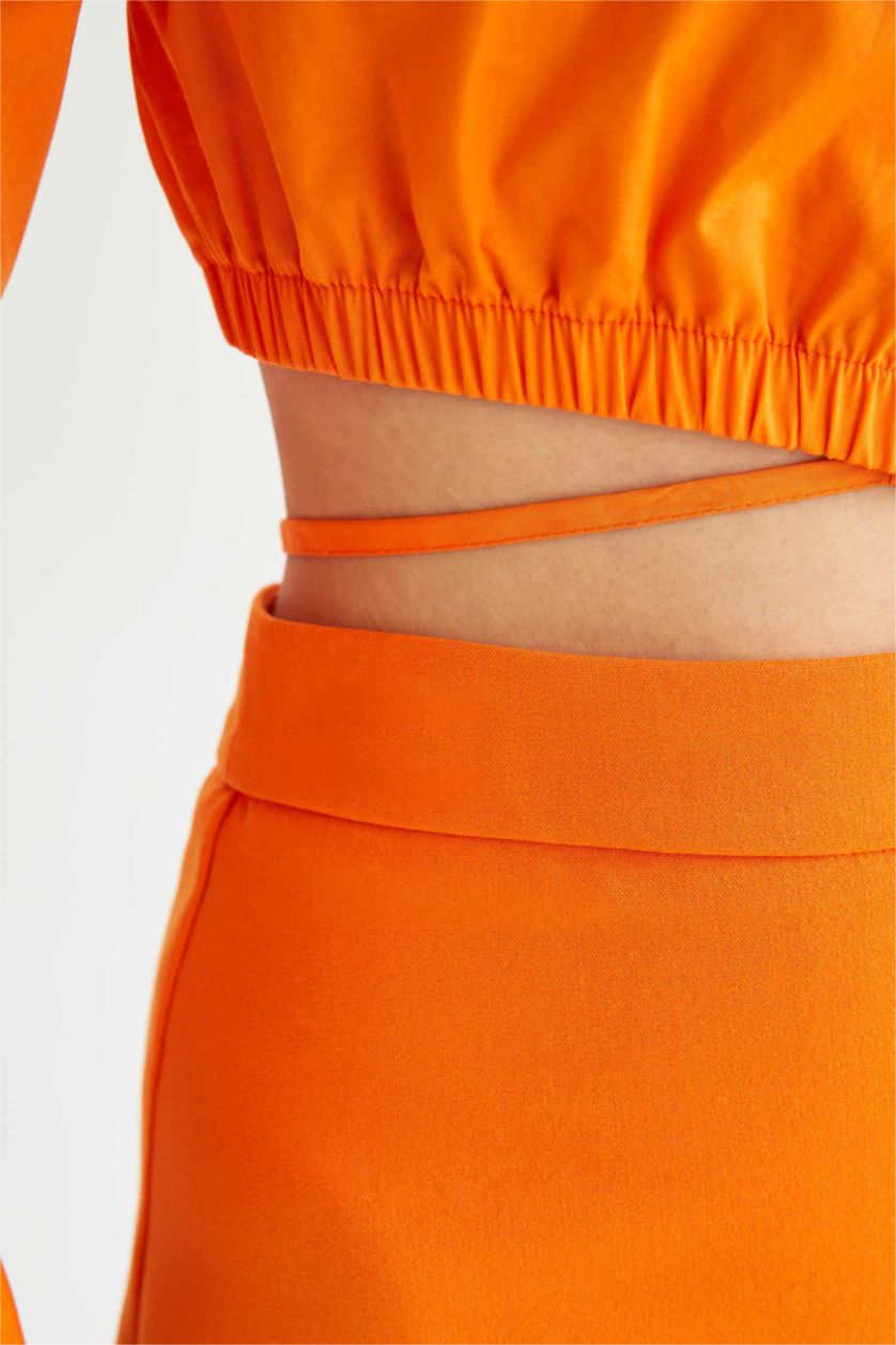 Женщины Оранжевый Рубашка из 100% хлопка с длинным рукавом