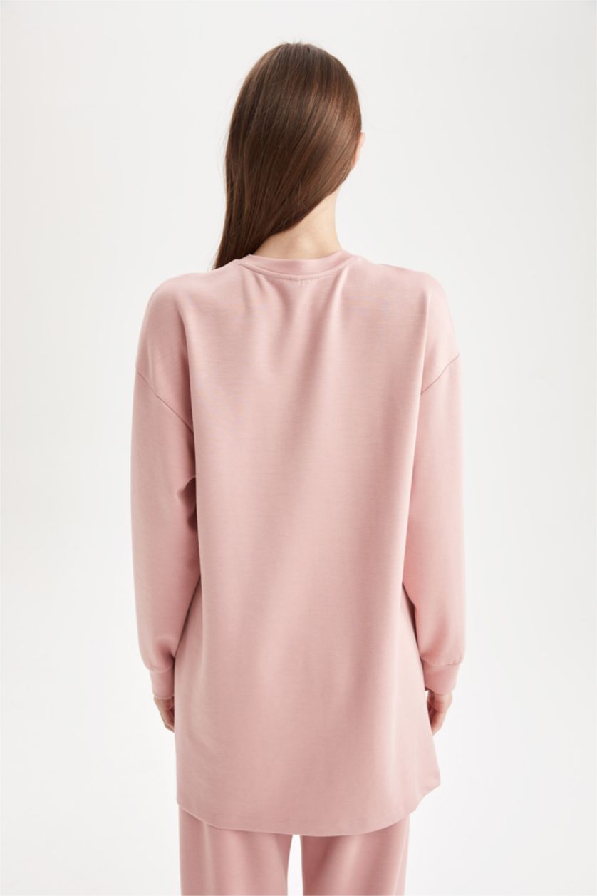 Kadın Pembe Relax Fıt Sweatshirt Tunik
