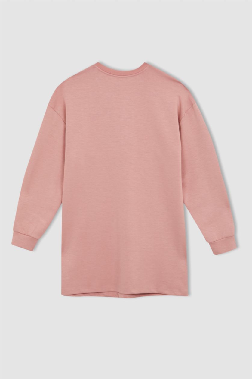 Kadın Pembe Relax Fıt Sweatshirt Tunik