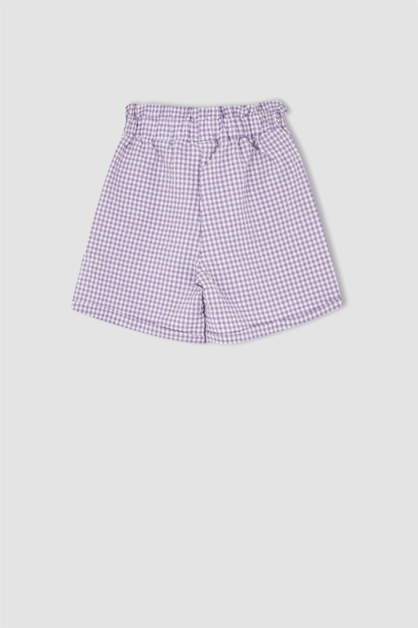 Girls & Teens Light Lilac Girl Regular Fit Gingham Strap Blouse Shorts Set