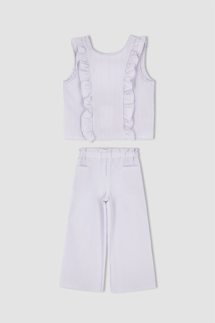 FILLES Violet Ensemble tissé 2 pièces sans manches pour fille