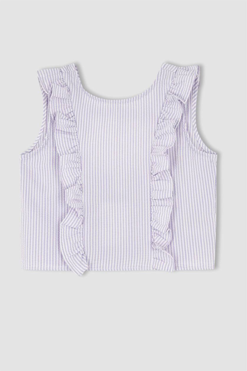 FILLES Violet Ensemble tissé 2 pièces sans manches pour fille