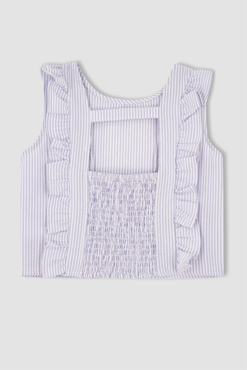 FILLES Violet Ensemble tissé 2 pièces sans manches pour fille