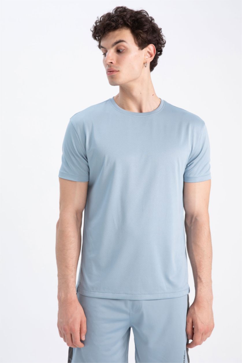 HOMME BLEU Clair T shirt Coupe standard Col rond