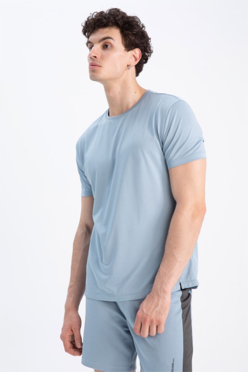 HOMME BLEU Clair T shirt Coupe standard Col rond