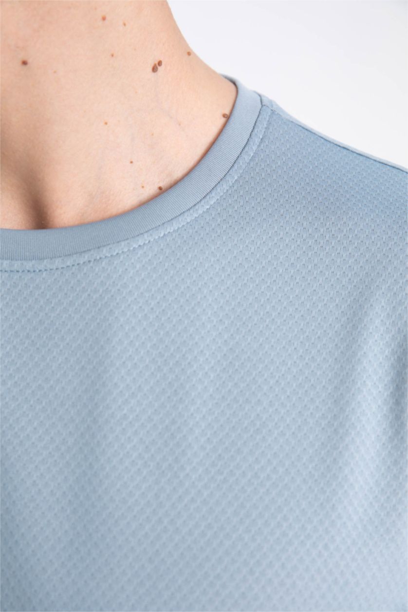 HOMME BLEU Clair T shirt Coupe standard Col rond