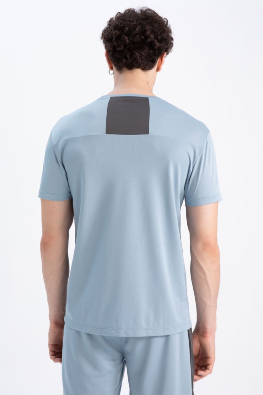 HOMME BLEU Clair T shirt Coupe standard Col rond