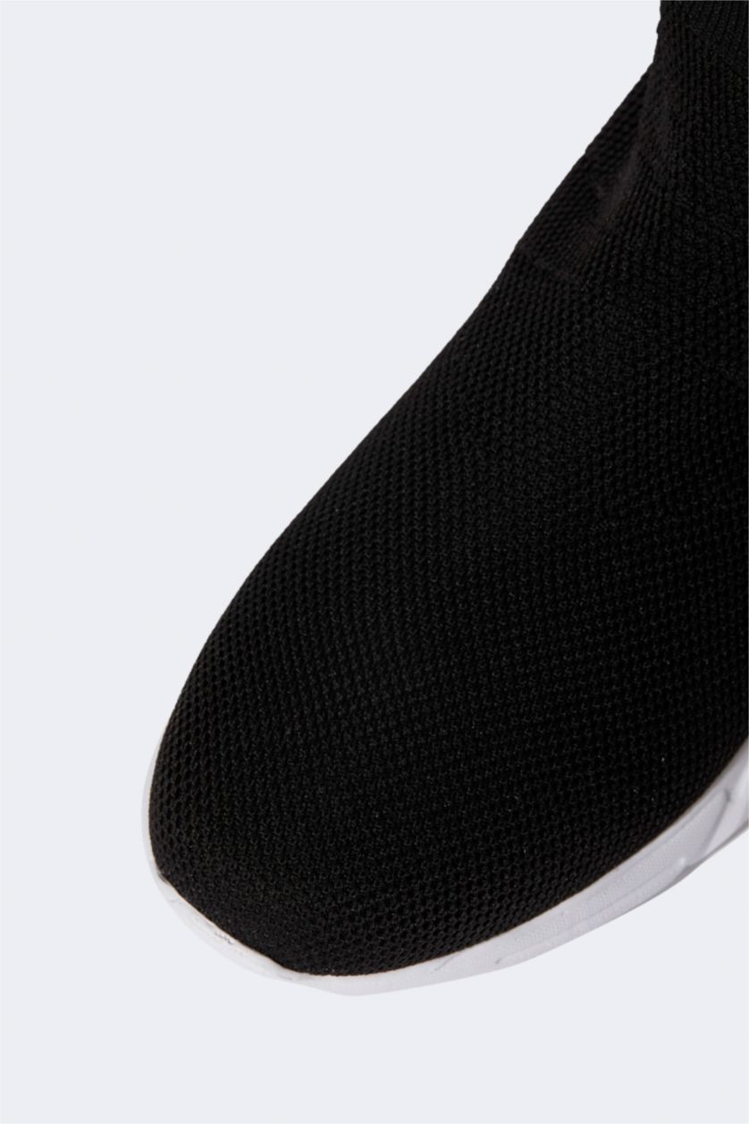 Erkek Siyah Erkek Çorap Tipi Yüksek Tabanlı Crop Spor Ayakkabı