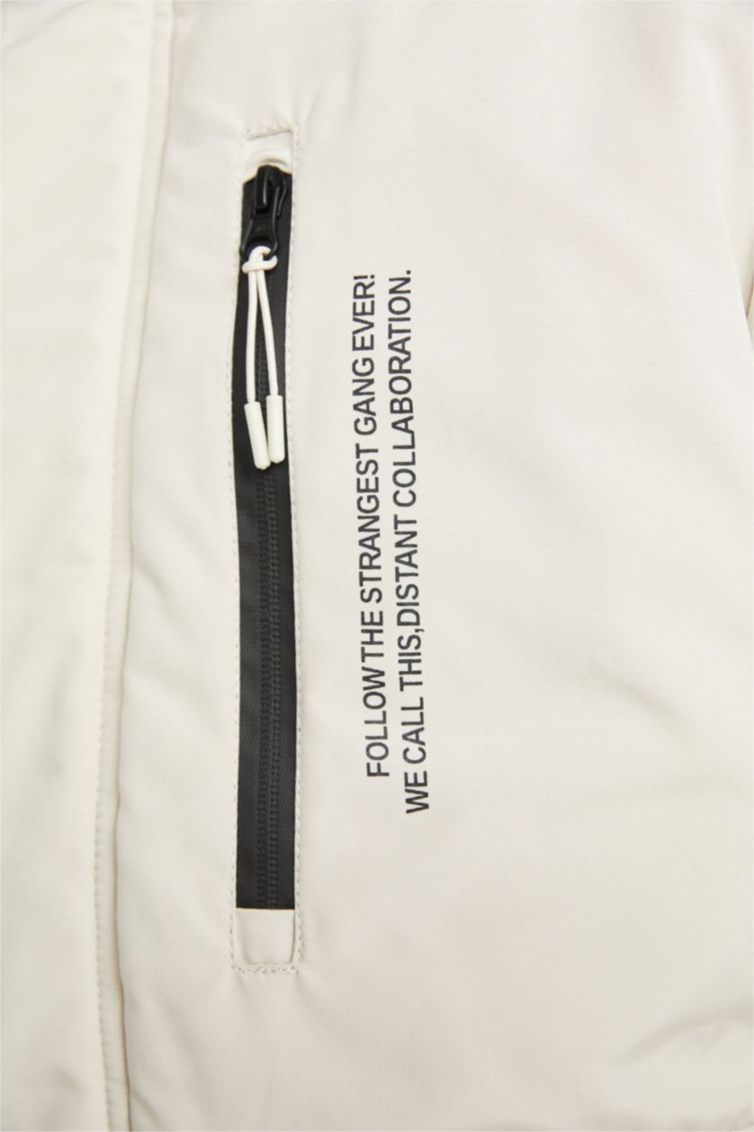 رجالي اللون الرملي جاكيت قصة عادية بكابيشون