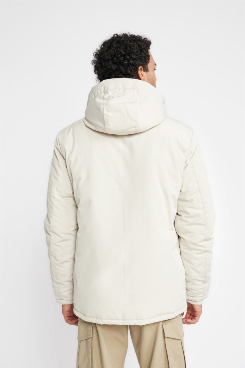 رجالي اللون الرملي جاكيت قصة عادية بكابيشون