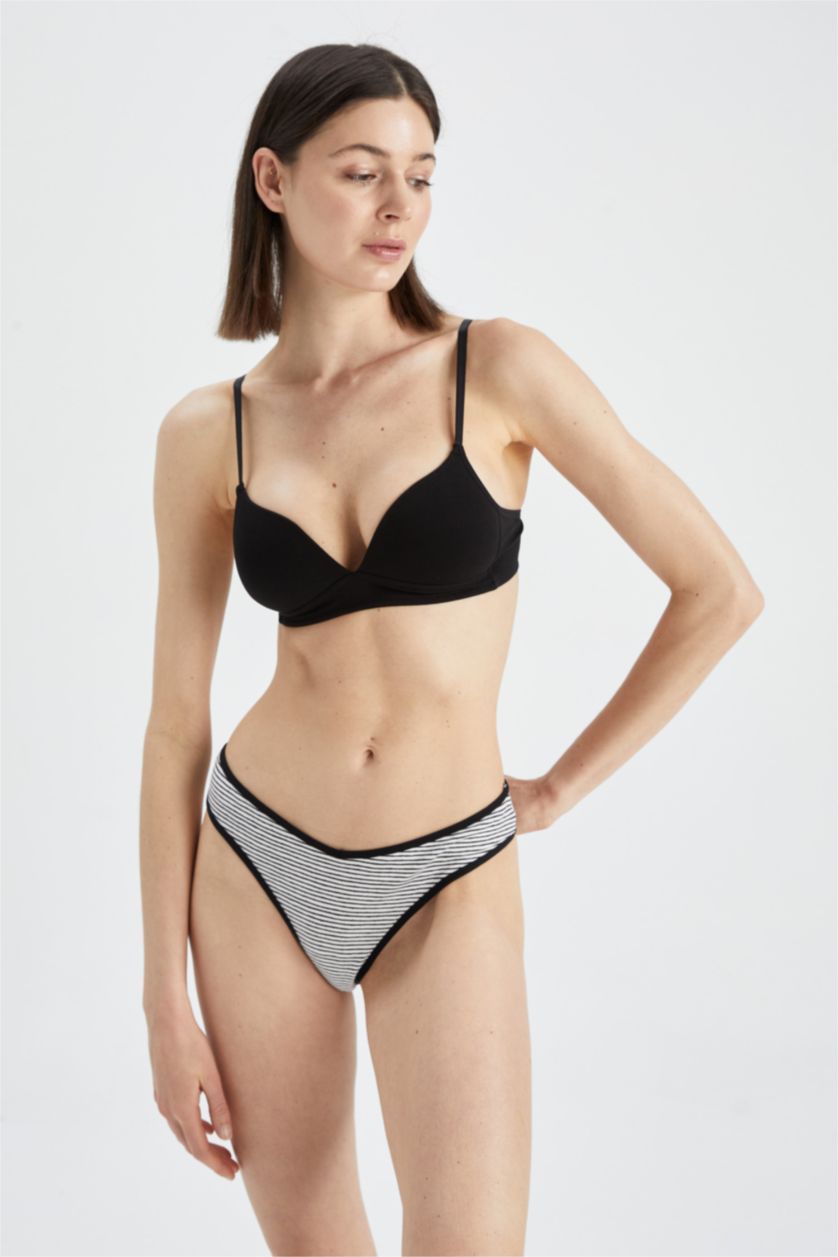 Woman White Fall In Love Striped V Cut String