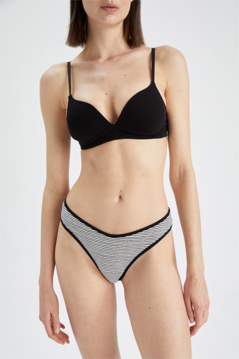 Woman White Fall In Love Striped V Cut String