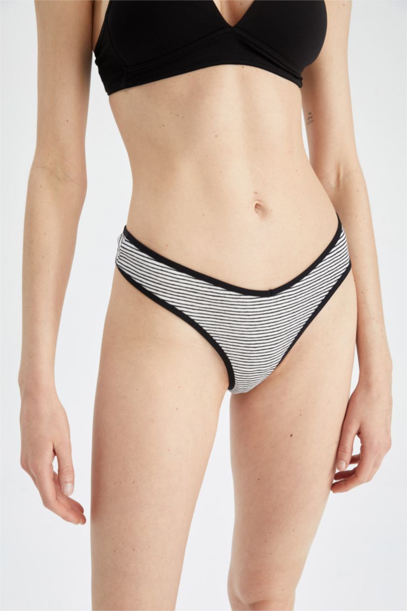 Woman White Fall In Love Striped V Cut String