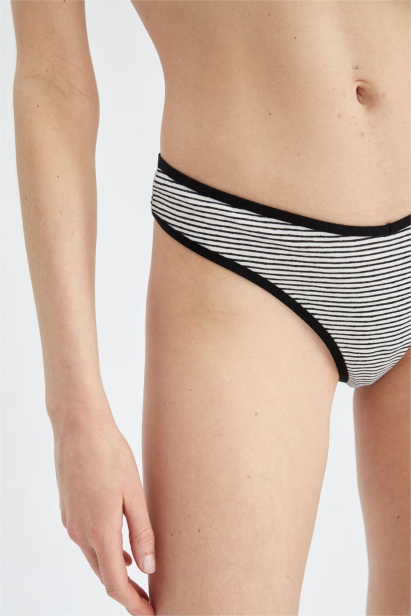 Woman White Fall In Love Striped V Cut String