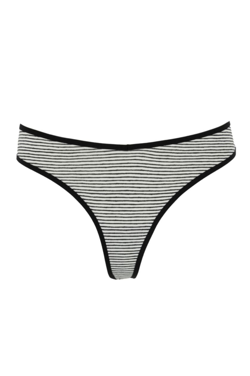 Woman White Fall In Love Striped V Cut String